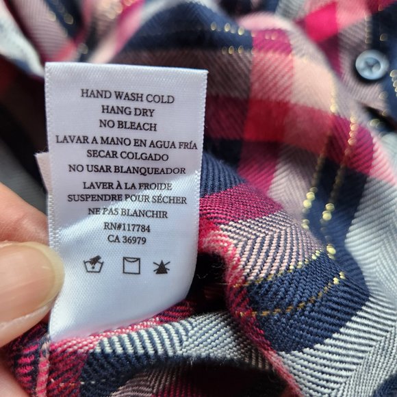 Rails Hunter Fuschia Plaid Button-Down Shirt Long Sleeve Pink Navy Metallic - Picture 12 of 12